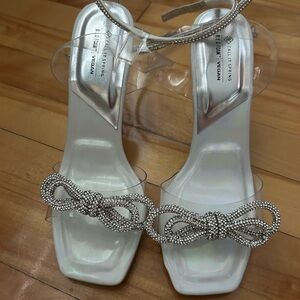 Call It Spring Silver Heels with Crystal Bow